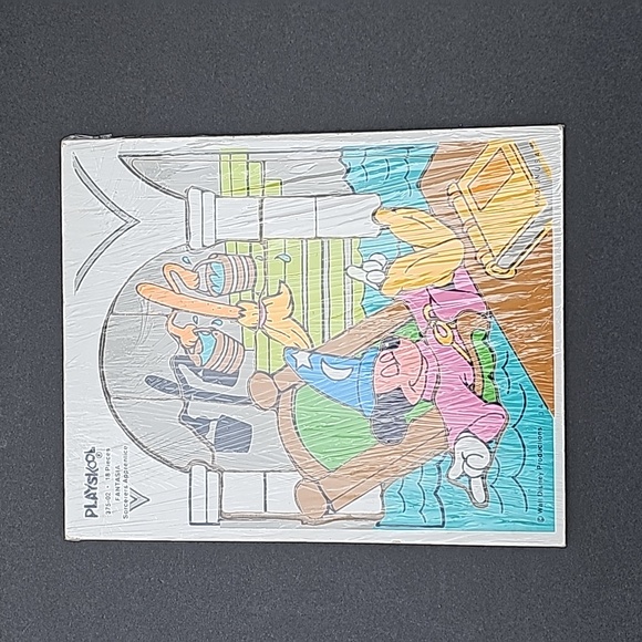 Vintage Playskool Disney Fantasia Sorcerers Apprentice 18 Piece Wooden Puzzle - Picture 1 of 7